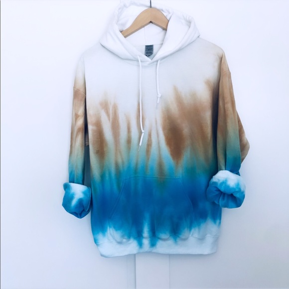 dyedandgonetocali Tops - 🔴SOLD🔴Tie Dye Golden Blue Colorblock NEW Hoodie